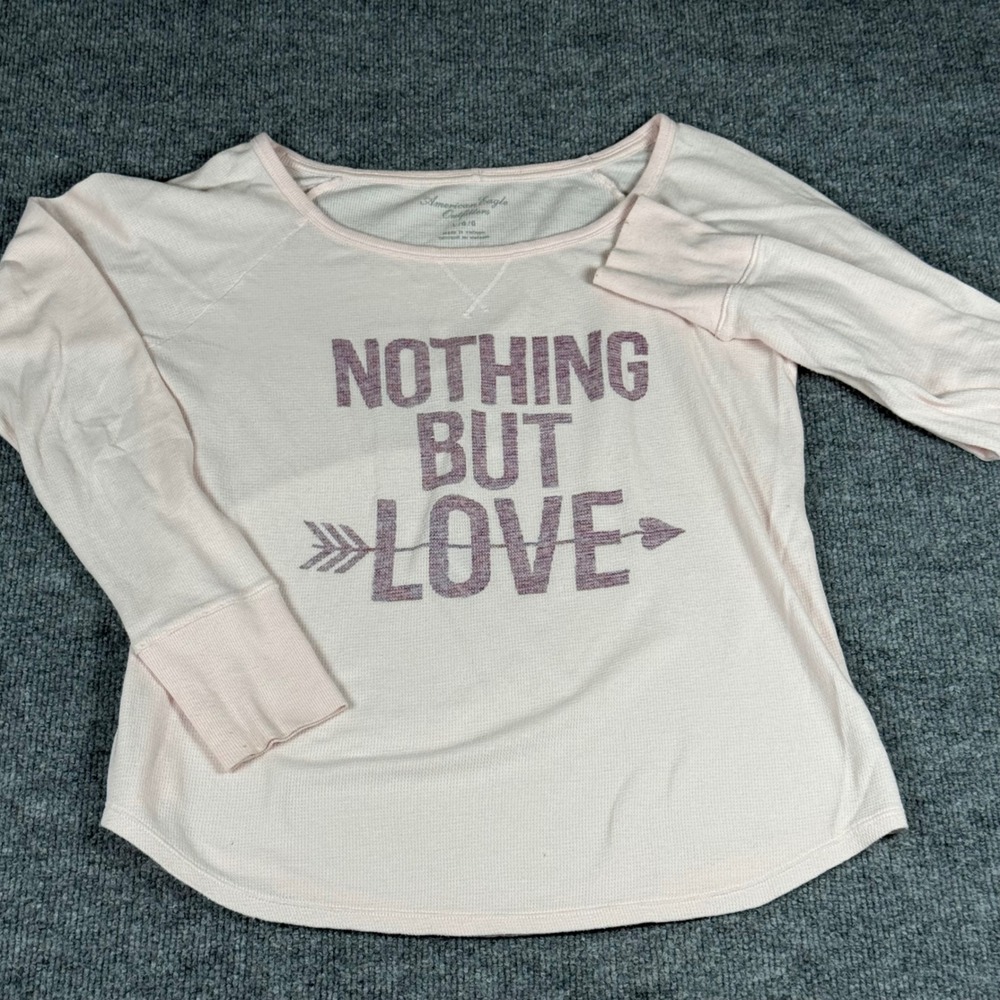 American Eagle Outfitters Large Pink Thermal Shirt Graphic Lightweight Lounge